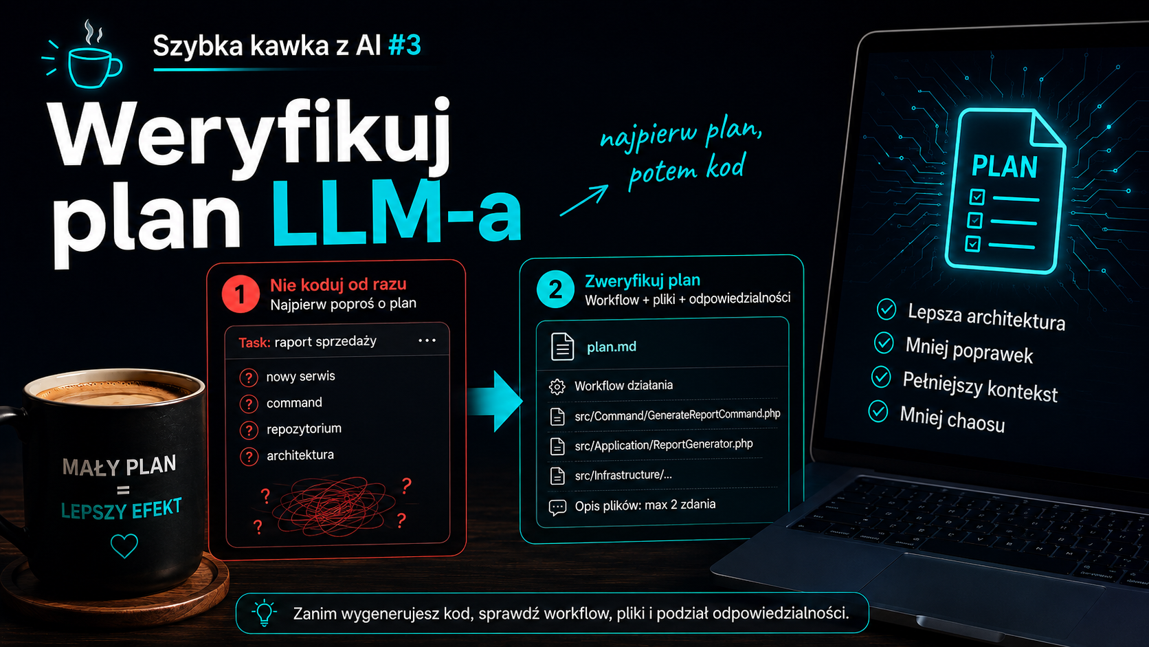 Szybka kawka z AI #3: weryfikuj plan LLM-a